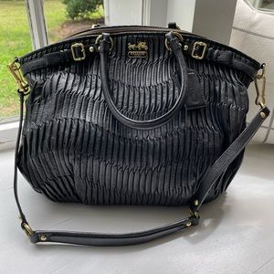 Coach Ruched Black Leather Satchel
